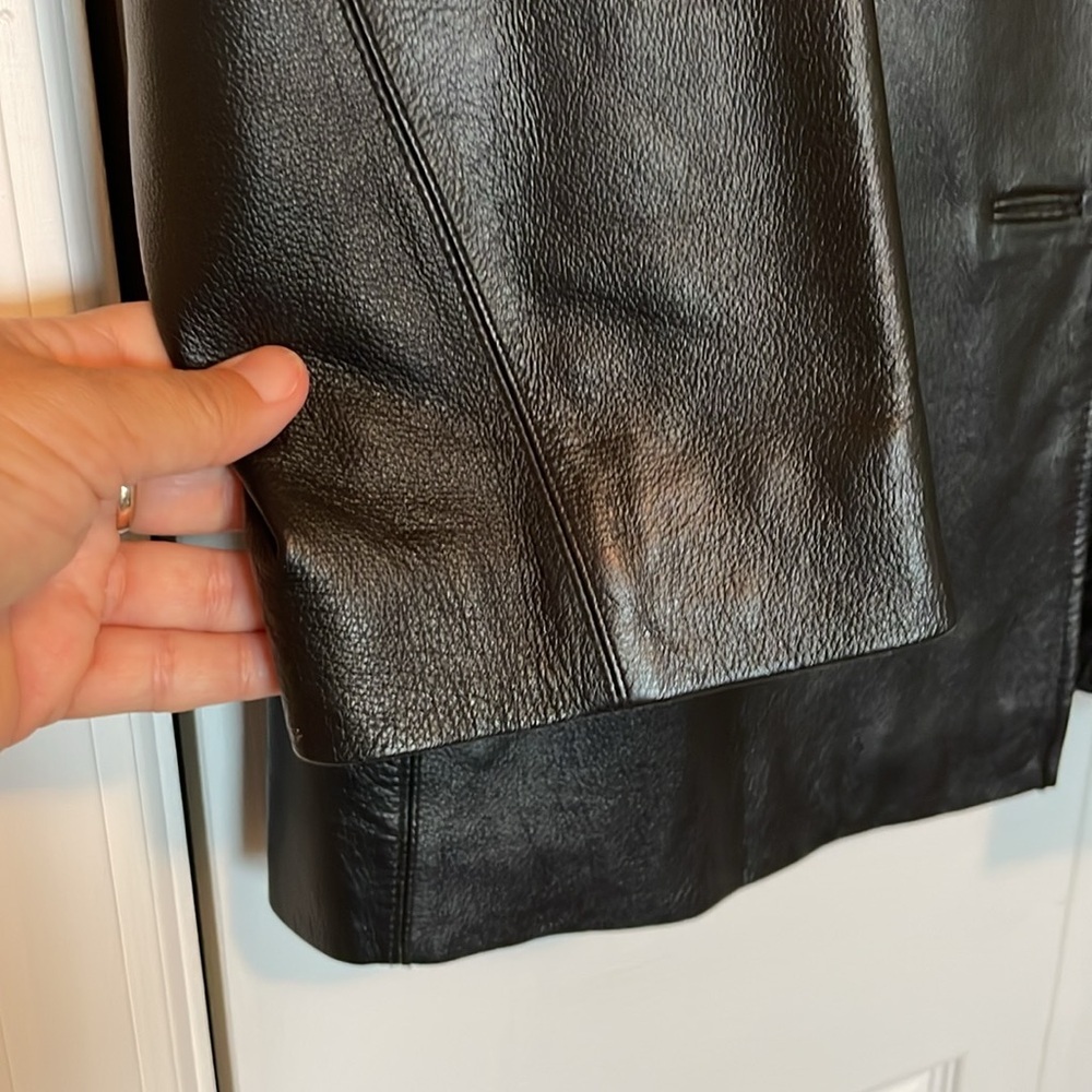 Women’s XL Worthington black leather coat/blazer-collar 3 button-front pockets - Picture 6 of 10